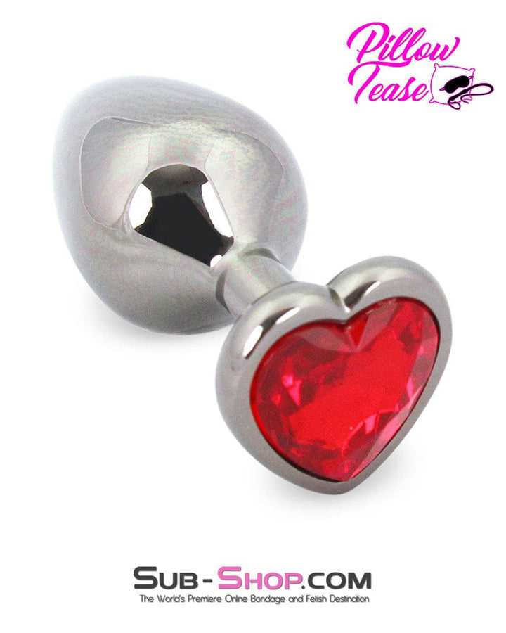 4727M      Heart Jeweled Stainless Steel Butt Plug – Medium Black Butt Plug   , Sub-Shop.com Bondage and Fetish Superstore