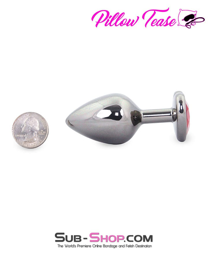 4727M      Heart Jeweled Stainless Steel Butt Plug – Medium Black Butt Plug   , Sub-Shop.com Bondage and Fetish Superstore