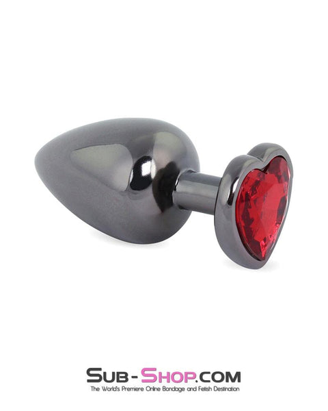 4728M      Heart Jeweled Stainless Steel Butt Plug, Small Black Chrome - LAST CHANCE - Final Closeout! MEGA Deal   , Sub-Shop.com Bondage and Fetish Superstore