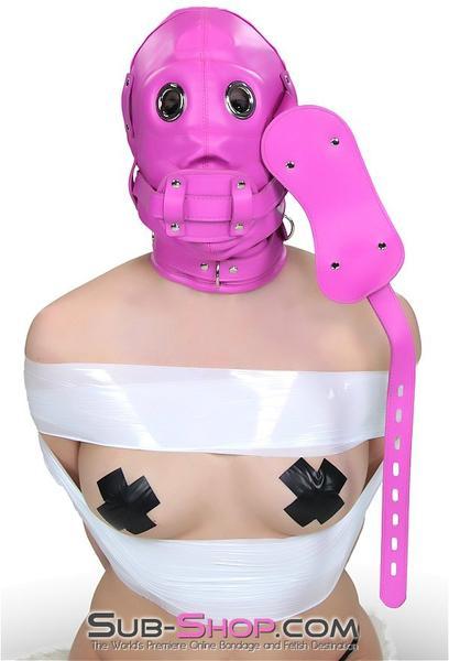 4730RS-SIS      Hot Sissy Boi Fantasy Hot Pink Full Locking Hood with Removable Blindfold & Penis Gag Sissy   , Sub-Shop.com Bondage and Fetish Superstore