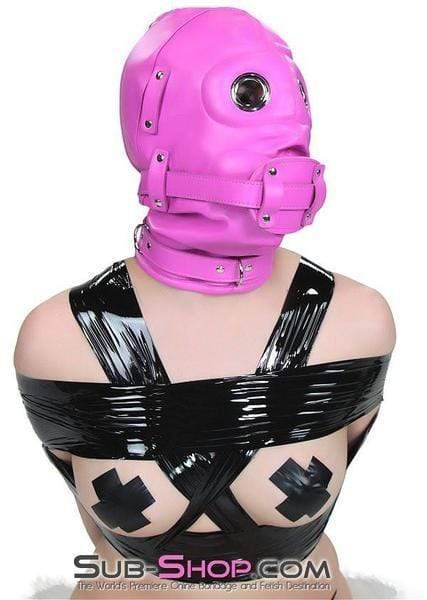 4731RS-SIS      Hot Pink Deep Throat Sissy Fantasy Locking Full Hood with Removable Blindfold and 4” Penis Gag Sissy   , Sub-Shop.com Bondage and Fetish Superstore