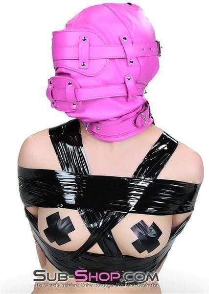 4731RS-SIS      Hot Pink Deep Throat Sissy Fantasy Locking Full Hood with Removable Blindfold and 4” Penis Gag Sissy   , Sub-Shop.com Bondage and Fetish Superstore