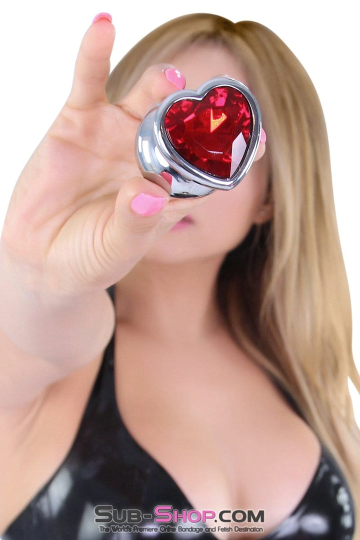 4736M      Red Heart Jeweled Stainless Steel Large Butt Plug Butt Plug   , Sub-Shop.com Bondage and Fetish Superstore