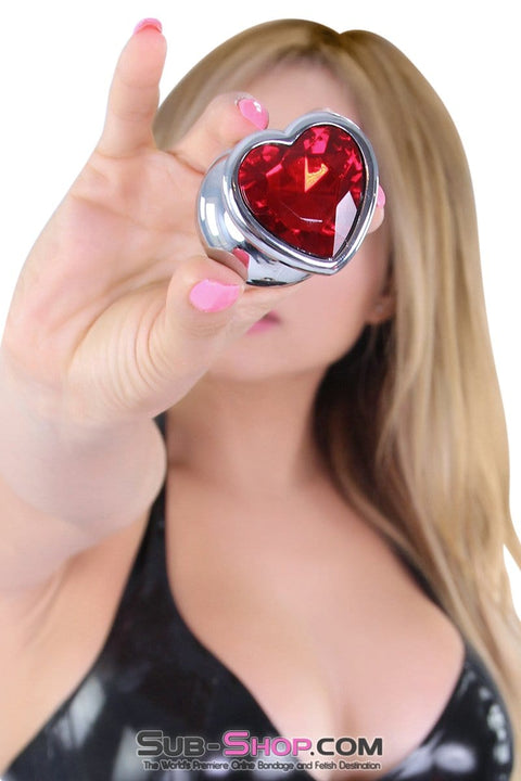 4736M      Red Heart Jeweled Stainless Steel Large Butt Plug - MEGA Deal MEGA Deal   , Sub-Shop.com Bondage and Fetish Superstore