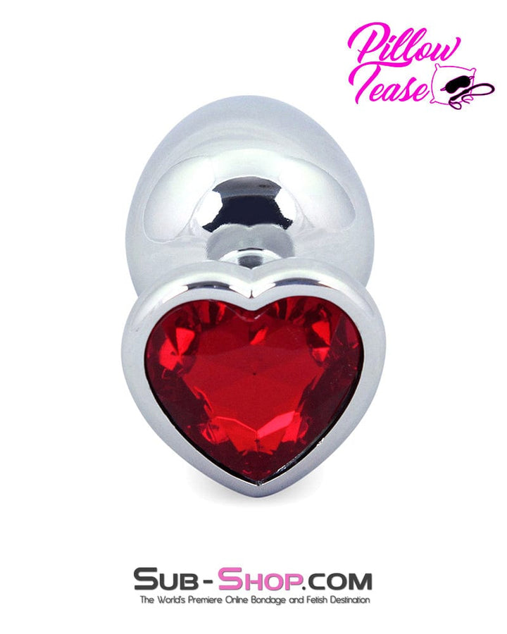 4736M      Red Heart Jeweled Stainless Steel Large Butt Plug Butt Plug   , Sub-Shop.com Bondage and Fetish Superstore