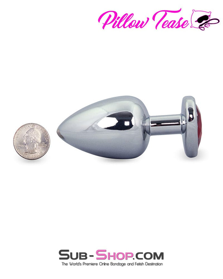 4736M      Red Heart Jeweled Stainless Steel Large Butt Plug Butt Plug   , Sub-Shop.com Bondage and Fetish Superstore