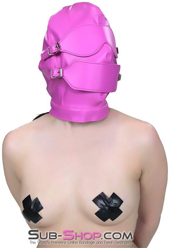 4748RS      Hot Pink Full Bondage Hood with Ball Gag and Removable Blindfold and Gag Covers Hoods   , Sub-Shop.com Bondage and Fetish Superstore