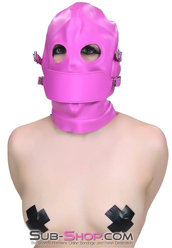 4748RS      Hot Pink Full Bondage Hood with Ball Gag and Removable Blindfold and Gag Covers Hoods   , Sub-Shop.com Bondage and Fetish Superstore