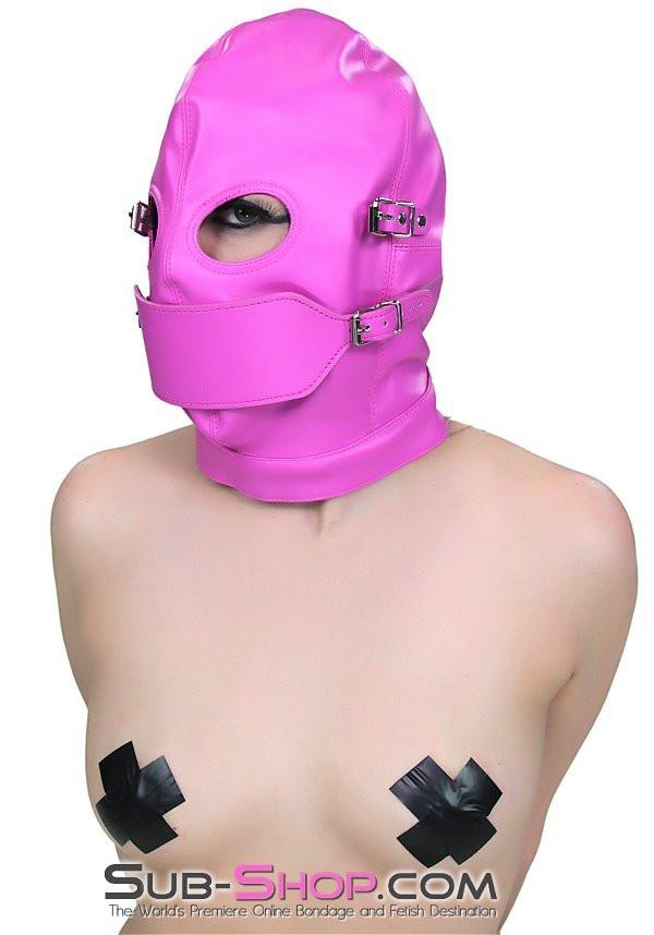 4748RS      Hot Pink Full Bondage Hood with Ball Gag and Removable Blindfold and Gag Covers Hoods   , Sub-Shop.com Bondage and Fetish Superstore