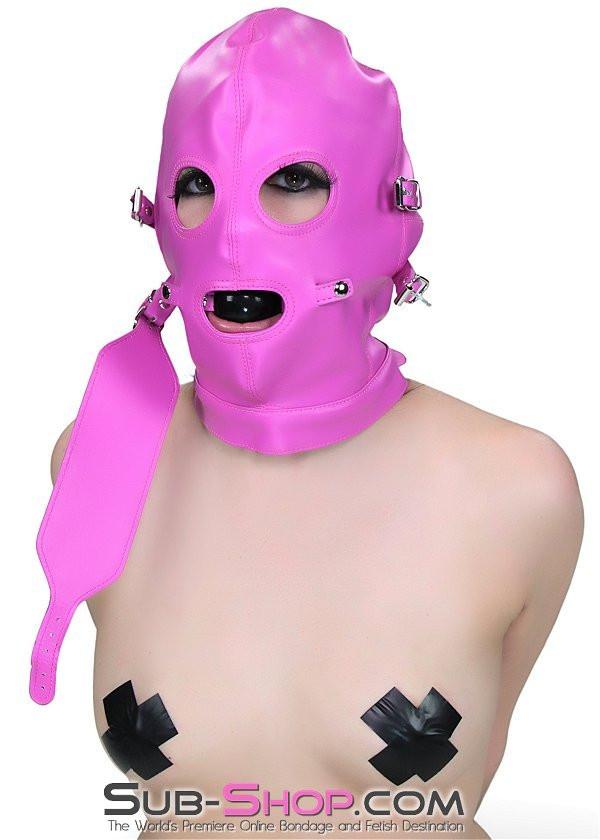 4748RS      Hot Pink Full Bondage Hood with Ball Gag and Removable Blindfold and Gag Covers Hoods   , Sub-Shop.com Bondage and Fetish Superstore