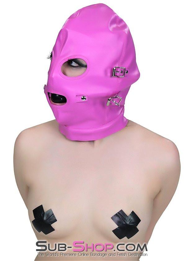 4748RS      Hot Pink Full Bondage Hood with Ball Gag and Removable Blindfold and Gag Covers Hoods   , Sub-Shop.com Bondage and Fetish Superstore