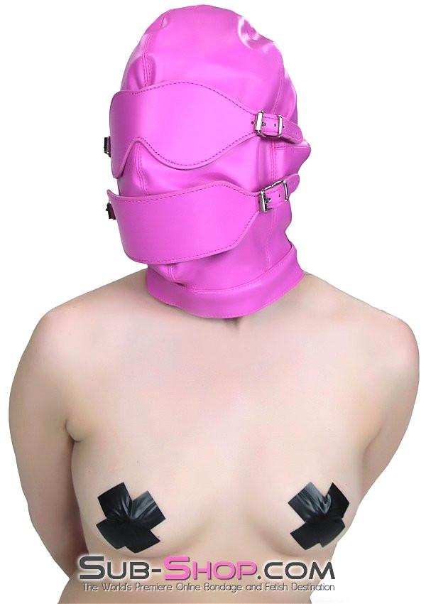 4748RS      Hot Pink Full Bondage Hood with Ball Gag and Removable Blindfold and Gag Covers Hoods   , Sub-Shop.com Bondage and Fetish Superstore