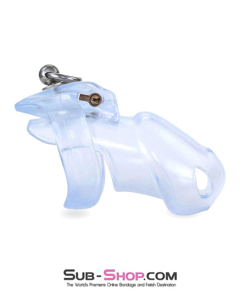 4771M      Long Clear Locking Cock Cage Chastity with Lead Ring with Medium Cock Cuff Chastity   , Sub-Shop.com Bondage and Fetish Superstore