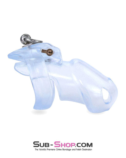 4771M      Long Clear Locking Cock Cage Chastity with Lead Ring with Medium Cock Cuff - MEGA Deal MEGA Deal   , Sub-Shop.com Bondage and Fetish Superstore