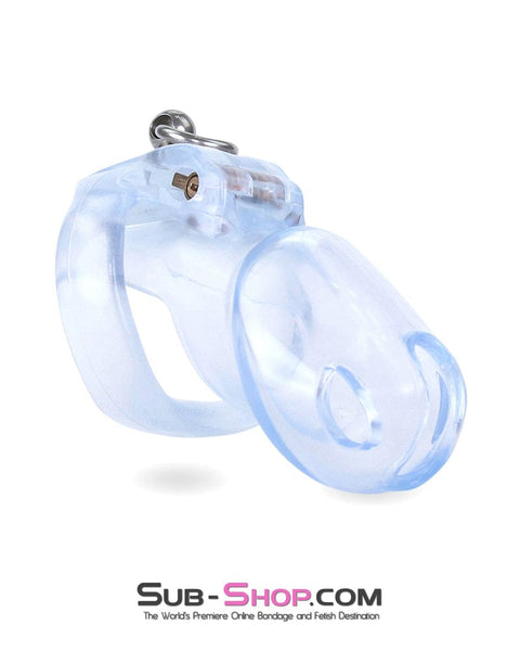 4771M      Long Clear Locking Cock Cage Chastity with Lead Ring with Medium Cock Cuff - MEGA Deal MEGA Deal   , Sub-Shop.com Bondage and Fetish Superstore
