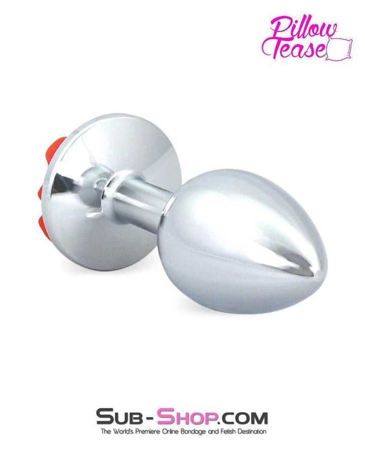 0494E      Small Red Rose Base Chrome Anal Plug - LAST CHANCE - Final Closeout! MEGA Deal   , Sub-Shop.com Bondage and Fetish Superstore