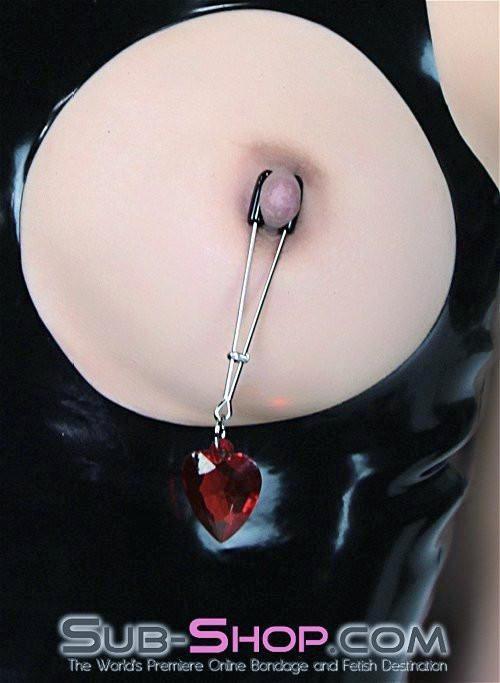 0511HS      I Heart Nipple Clamps Tweezer Style Heart Charm Nipple Clamps Nipple Clamp   , Sub-Shop.com Bondage and Fetish Superstore