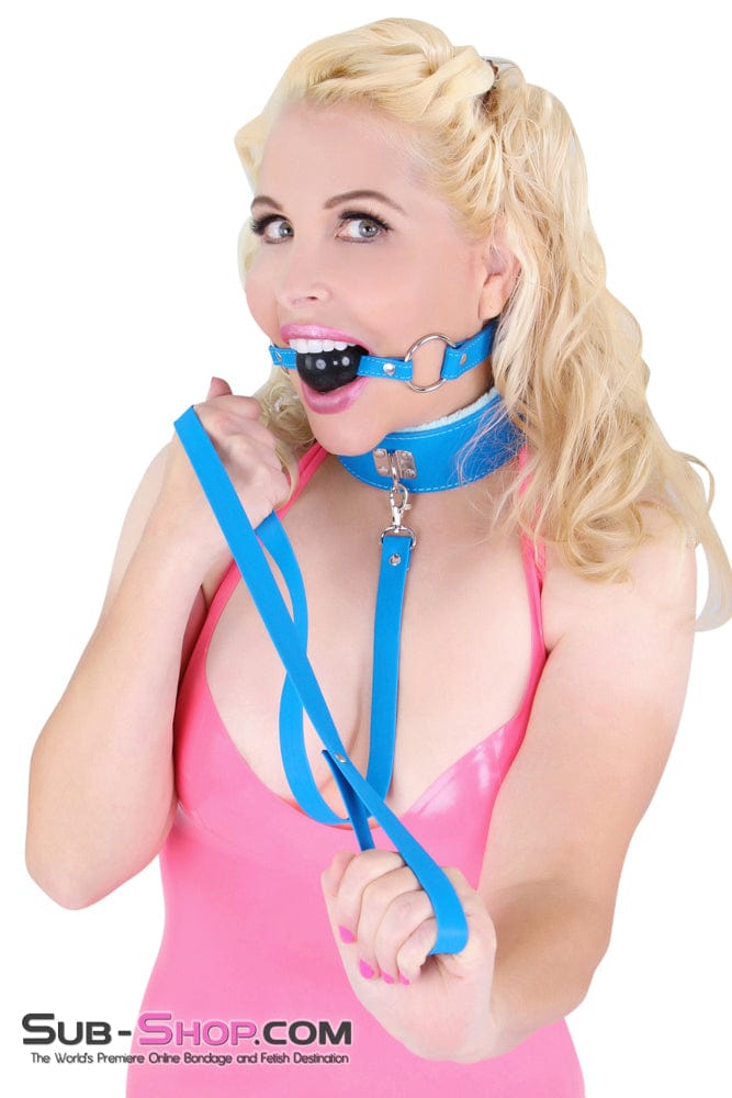 0535MQ      Locking Tantric Blue Strap Beginner Black Rubber Ball Gag Gags   , Sub-Shop.com Bondage and Fetish Superstore