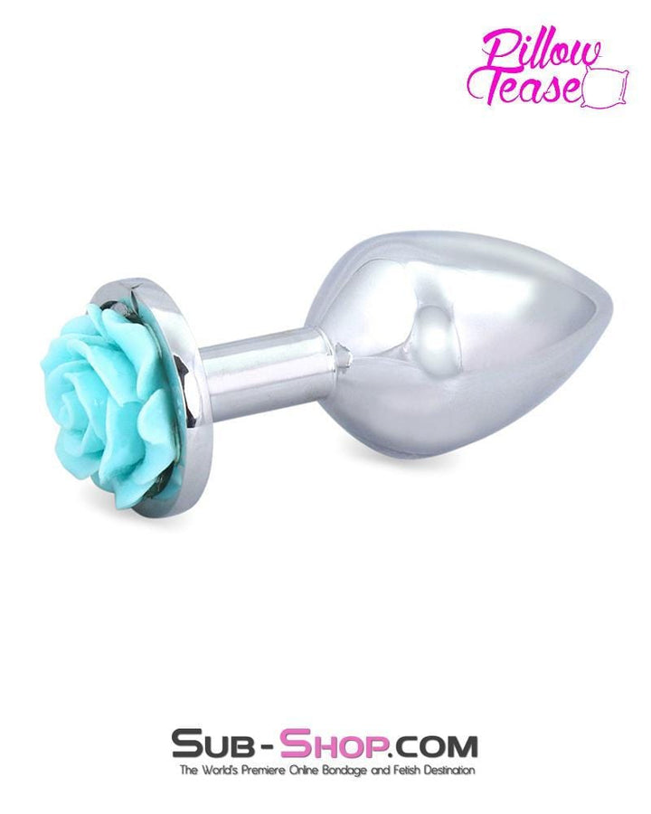 0541E      Diamond Blue Rose Medium Chromed Anal Plug - LAST CHANCE - Final Closeout! MEGA Deal   , Sub-Shop.com Bondage and Fetish Superstore