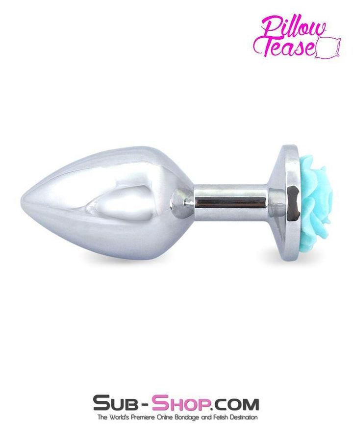 0541E      Diamond Blue Rose Medium Chromed Anal Plug - LAST CHANCE - Final Closeout! MEGA Deal   , Sub-Shop.com Bondage and Fetish Superstore