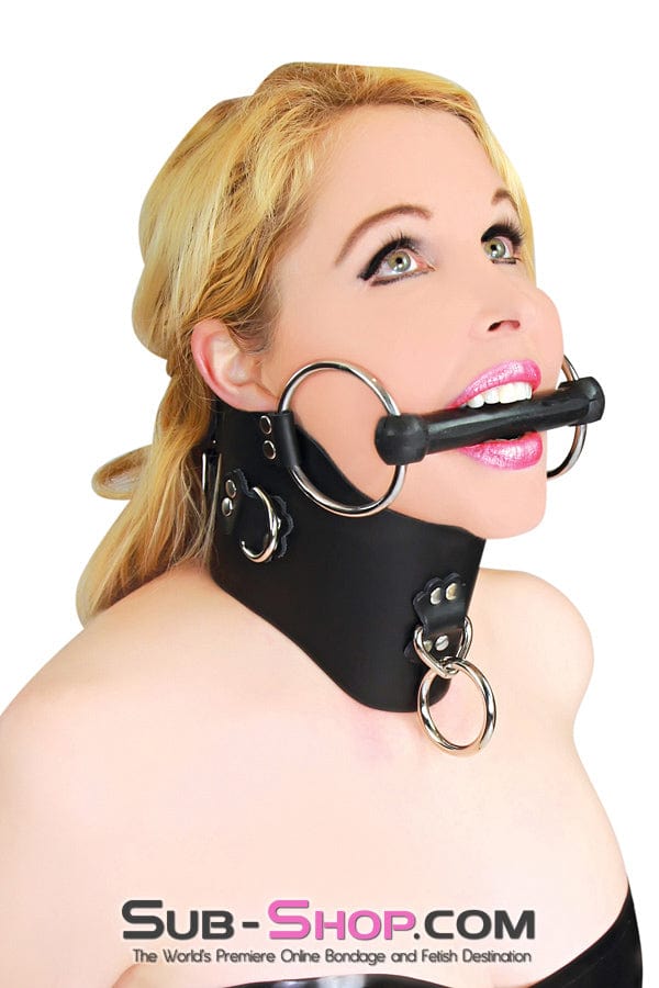 0553A      Dungeon Slave Black Leather Extreme Posture Collar Collar   , Sub-Shop.com Bondage and Fetish Superstore