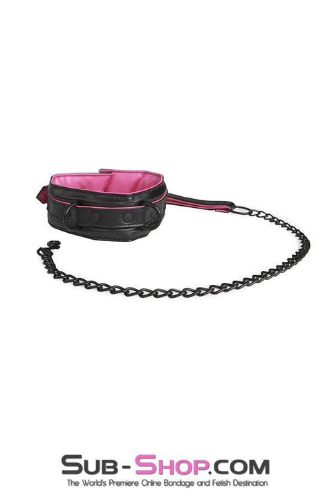 5703RS      Deluxe Padded Blackline Collar and Leash Set with Hot Pink Lining - LAST CHANCE - Final Closeout! MEGA Deal   , Sub-Shop.com Bondage and Fetish Superstore