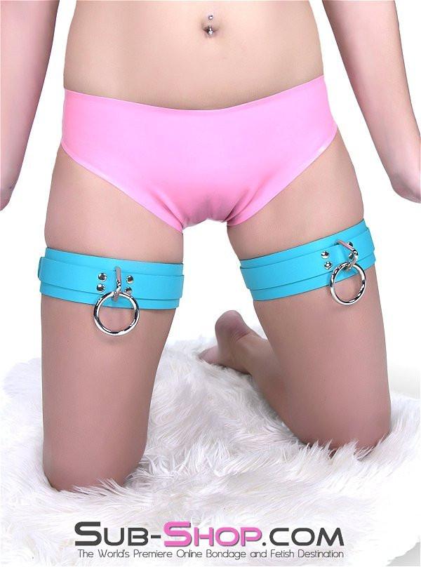5704A      Diamond Blue Leather Bondage Thigh Cuffs Waist and Thigh Cuffs   , Sub-Shop.com Bondage and Fetish Superstore