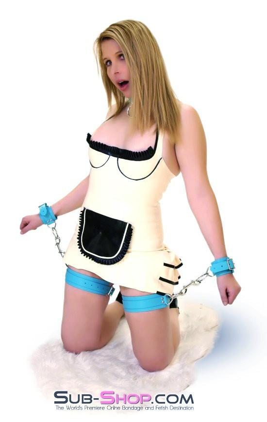 5704A      Diamond Blue Leather Bondage Thigh Cuffs Waist and Thigh Cuffs   , Sub-Shop.com Bondage and Fetish Superstore