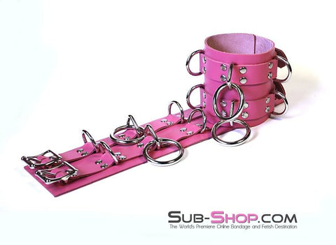 2290A      Controlled Hot Pink Leather Bondage Ankle Cuffs Wrist and Ankle Bondage   , Sub-Shop.com Bondage and Fetish Superstore