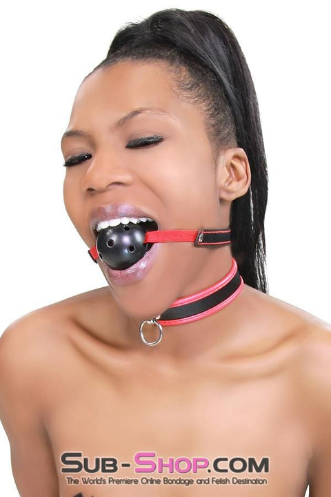 5719RS      Black Beginner’s Breather Ball Gag with Red Stitching Ballgag   , Sub-Shop.com Bondage and Fetish Superstore