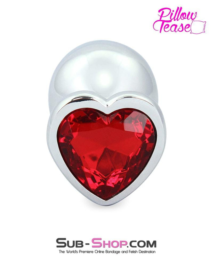 5720M      Red Heart Jeweled Stainless Steel Medium Butt Plug - LAST CHANCE - Final Closeout! MEGA Deal   , Sub-Shop.com Bondage and Fetish Superstore