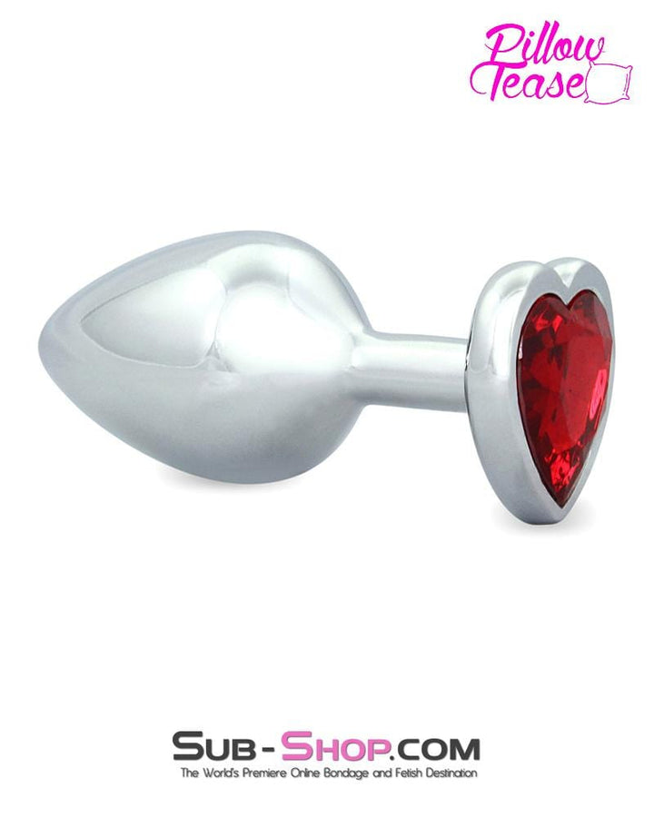 5720M      Red Heart Jeweled Stainless Steel Medium Butt Plug - LAST CHANCE - Final Closeout! MEGA Deal   , Sub-Shop.com Bondage and Fetish Superstore