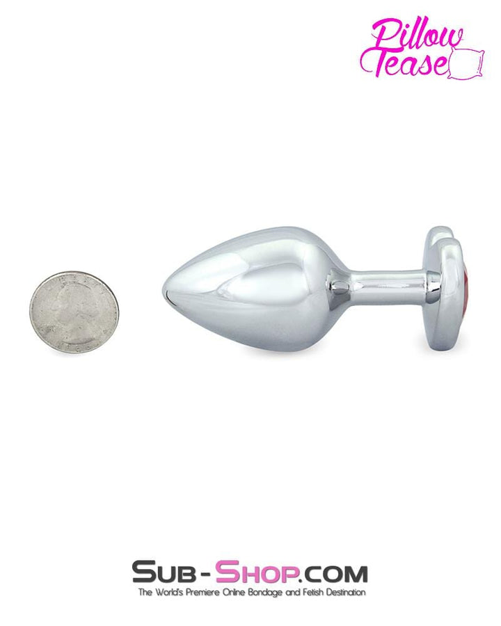5720M      Red Heart Jeweled Stainless Steel Medium Butt Plug - LAST CHANCE - Final Closeout! MEGA Deal   , Sub-Shop.com Bondage and Fetish Superstore