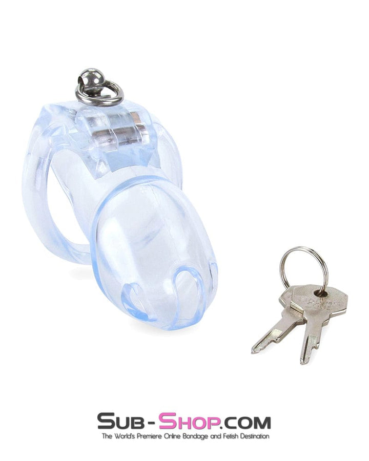 5721M      Long Clear Locking Cock Cage Chastity with Lead Ring with Large Cock Cuff Chastity   , Sub-Shop.com Bondage and Fetish Superstore
