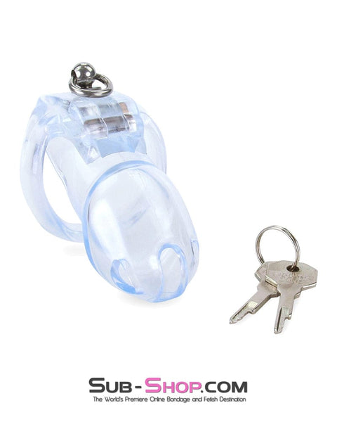 5721M      Long Clear Locking Cock Cage Chastity with Lead Ring with Large Cock Cuff - MEGA Deal MEGA Deal   , Sub-Shop.com Bondage and Fetish Superstore