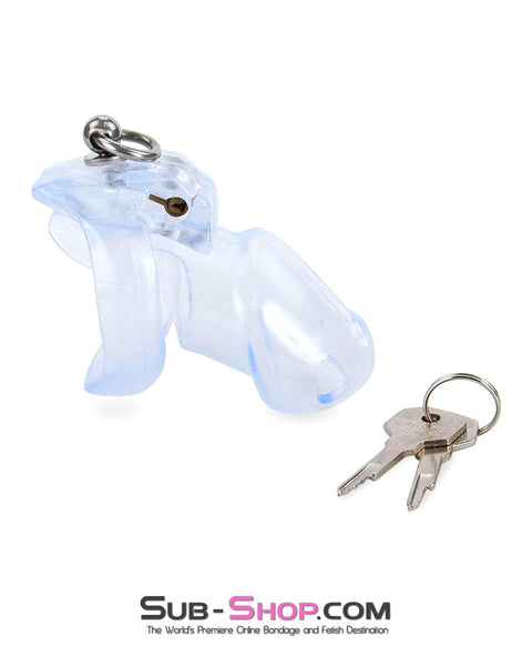 5721M      Long Clear Locking Cock Cage Chastity with Lead Ring with Large Cock Cuff Chastity   , Sub-Shop.com Bondage and Fetish Superstore