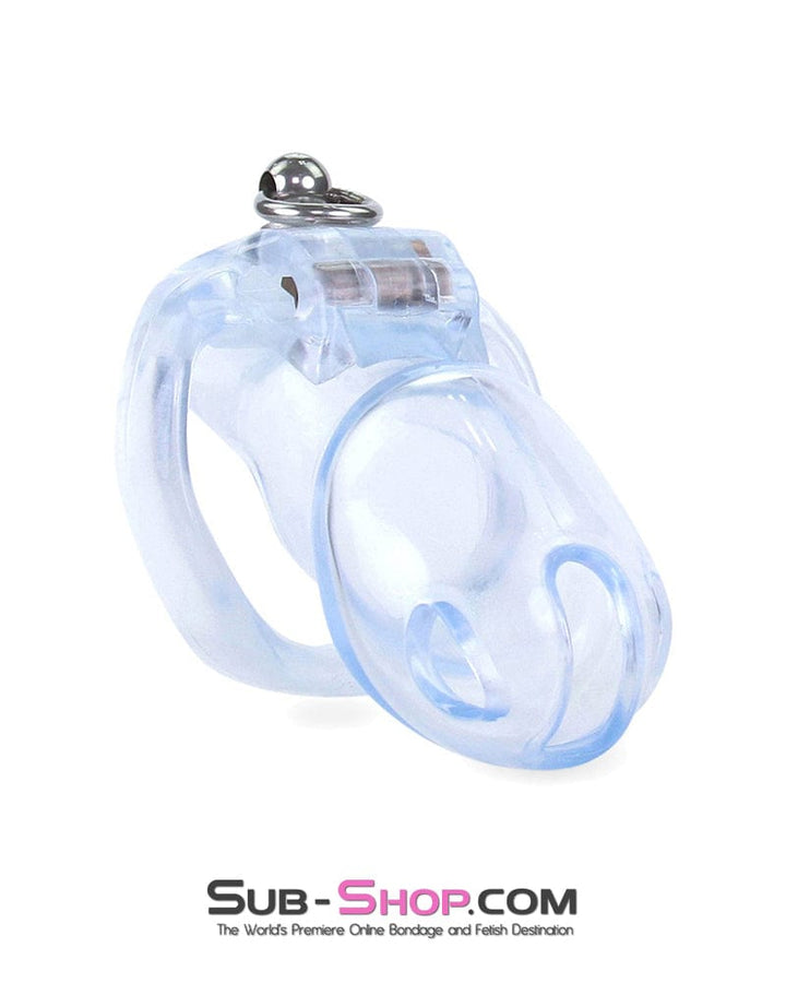5721M      Long Clear Locking Cock Cage Chastity with Lead Ring with Large Cock Cuff Chastity   , Sub-Shop.com Bondage and Fetish Superstore