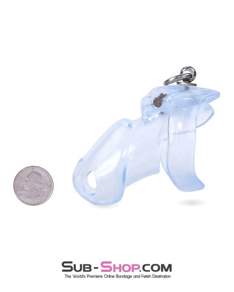 5721M      Long Clear Locking Cock Cage Chastity with Lead Ring with Large Cock Cuff - MEGA Deal MEGA Deal   , Sub-Shop.com Bondage and Fetish Superstore