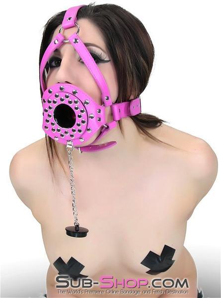 5744RS      Hot For Pink Riveted Plug Gag Trainer Gags   , Sub-Shop.com Bondage and Fetish Superstore