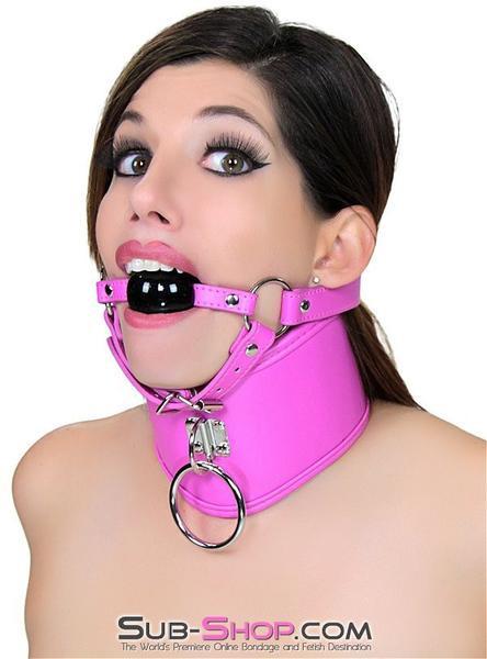 4723RS     Hot Pink Bondage Posture Collar and Leash Set Collar   , Sub-Shop.com Bondage and Fetish Superstore