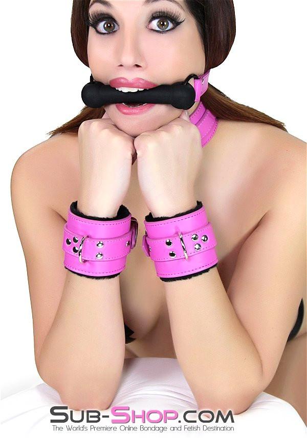 5772RS      Cuddle Up Hot Pink Lined Locking Bondage Wrist Cuffs Cuffs   , Sub-Shop.com Bondage and Fetish Superstore