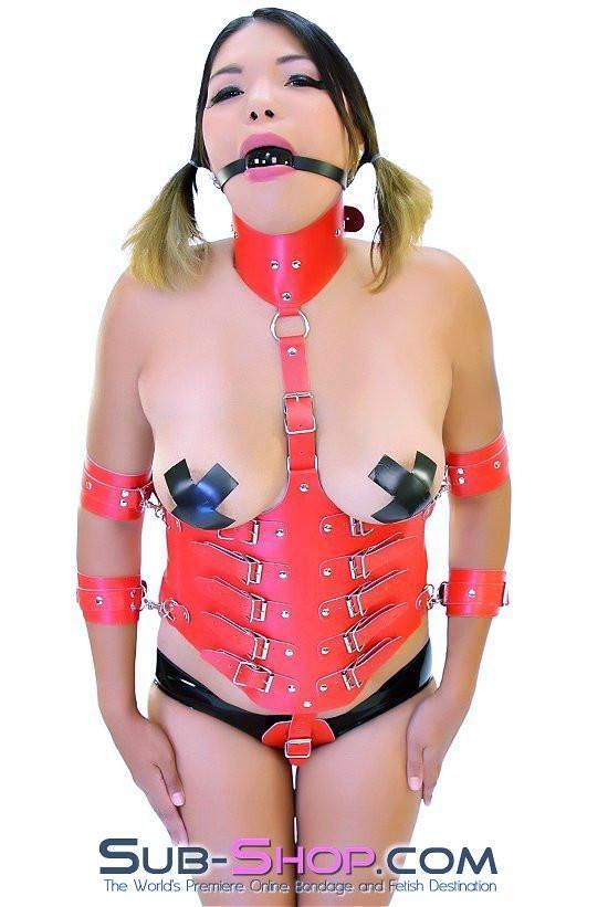 0581HS      Red Hot Training Corset with Detachable Restraints Corset   , Sub-Shop.com Bondage and Fetish Superstore