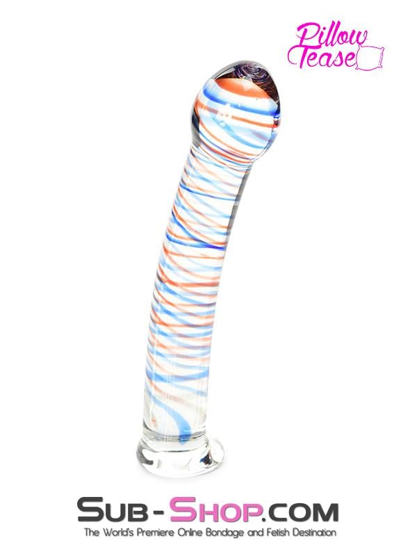 0591M      Candy Cane Red and Blue Striped Glass Massager - LAST CHANCE - Final Closeout! Black Friday Blowout   , Sub-Shop.com Bondage and Fetish Superstore