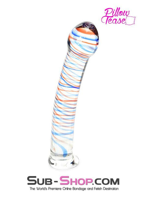 0591M      Candy Cane Red and Blue Striped Glass Massager - LAST CHANCE - Final Closeout! Black Friday Blowout   , Sub-Shop.com Bondage and Fetish Superstore