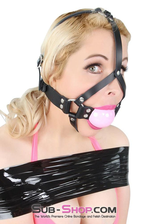0594A-SIS      2" Leather Ball Gag Trainer, Candy Sissy Pink Ball Sissy   , Sub-Shop.com Bondage and Fetish Superstore