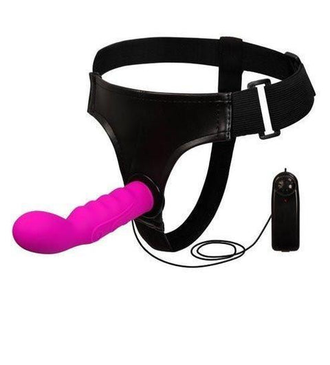 0603M-SIS      Sissy Gurl P-Spot Vibrating Silicone Pegging Strap On Dildo with Comfort Harness Sissy   , Sub-Shop.com Bondage and Fetish Superstore