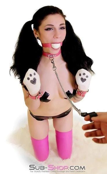 6845A      Hot Pink PET Rhinestone Leather Collar Collar   , Sub-Shop.com Bondage and Fetish Superstore