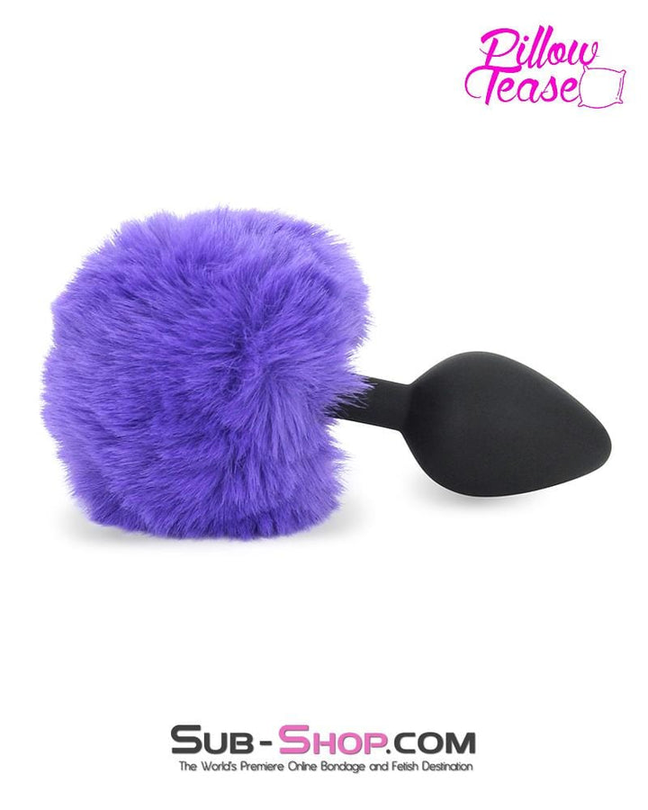 0667E      Purple Puff Bunny Butt Medium Black Silicone Tail Butt Plug - LAST CHANCE - Final Closeout! MEGA Deal   , Sub-Shop.com Bondage and Fetish Superstore