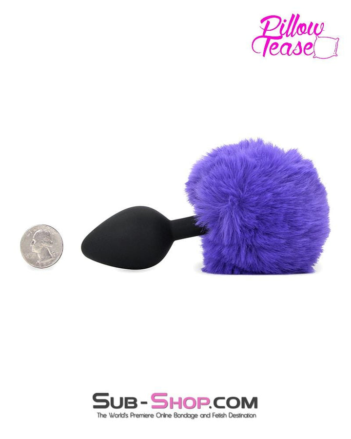 0667E      Purple Puff Bunny Butt Medium Black Silicone Tail Butt Plug - LAST CHANCE - Final Closeout! MEGA Deal   , Sub-Shop.com Bondage and Fetish Superstore