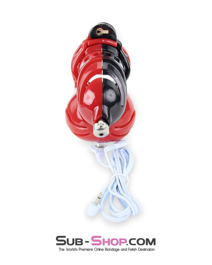 6727AE      Electro Stim Red and Black Electrical Vortex Cock and Balls Chastity Cage Sensation Device Chastity   , Sub-Shop.com Bondage and Fetish Superstore